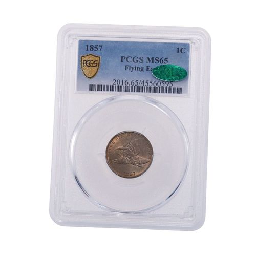 1857-P One Cent Flying Eagle PCGS MS-65 CAC