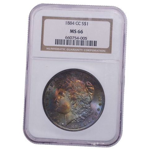 1884-CC Carson City Morgan Silver Dollar NGC MS-66 Rainbow Toning