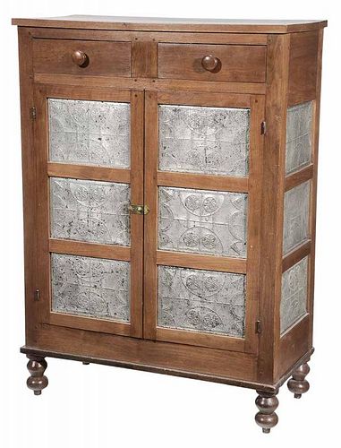 Southern Walnut Punched Tin Pie Safe