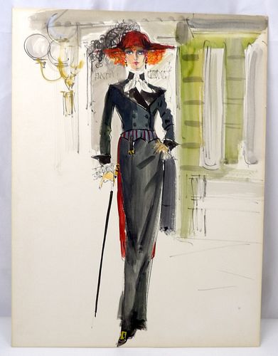 Original Costume Design Watercolor by Ray Aghayan