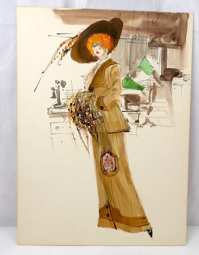 Original Costume design watercolor by Ray Aghayan