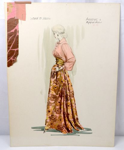 Original Sound Of Music Costume Design Watercolor by Dorothy Jeakins