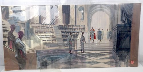 Original Watercolor Story Board From the Film Spartacus - 1960