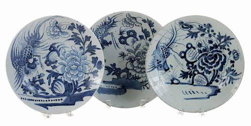 Three Blue and White Porcelain Dishes
