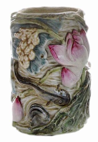 Carved and Enameled Porcelain Vase