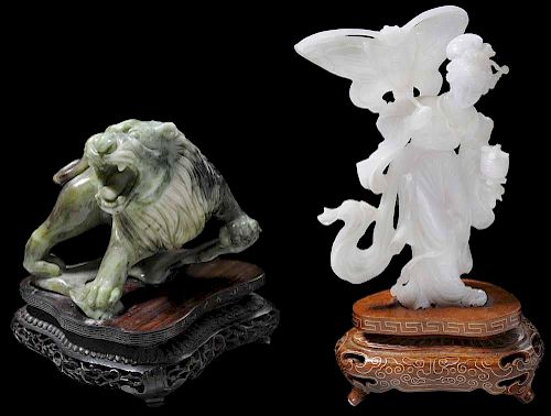 Two Chinese Carved Jadeite and