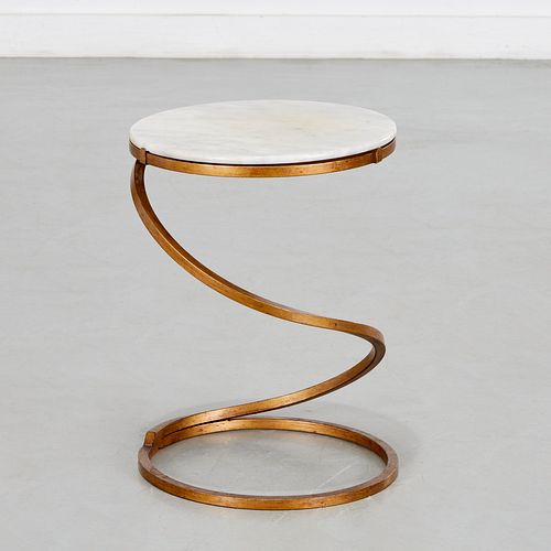 Designer gilt marble top spring table