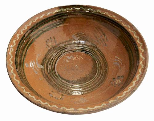 Slip-Decorated Redware Bowl