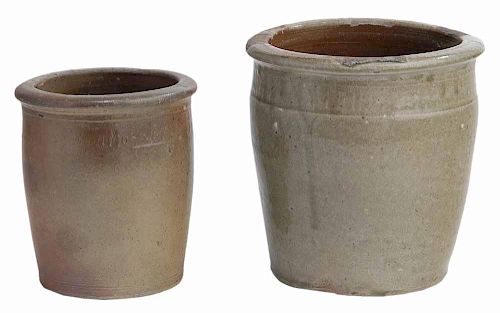 Two M.P. Harmon Stoneware Jars