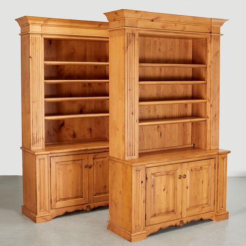 Pair George III style pine bookcase cabinets