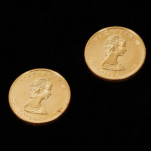(2) 1989 Canadian 1/2 oz Gold Maple Leaf coins