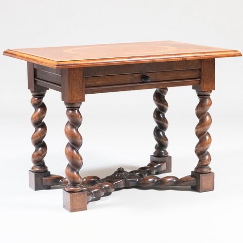 Dutch Baroque Style Walnut and Burl Walnut Parquetry Side Table