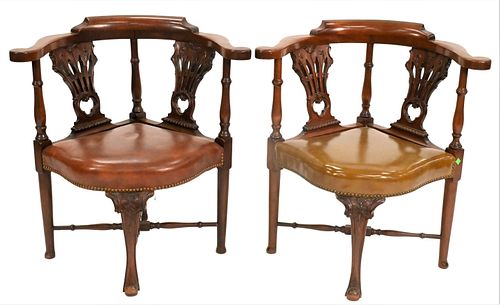 Prince George III Style Mahogany Corner Chairs