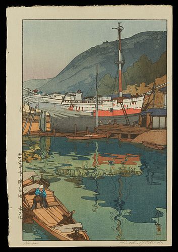 Hiroshi Yoshida "Kinoe Harbor" Jizuri Print