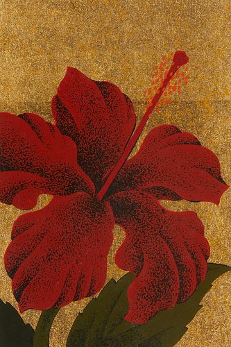 Hajime Namiki "Hibiscus" Woodblock Print