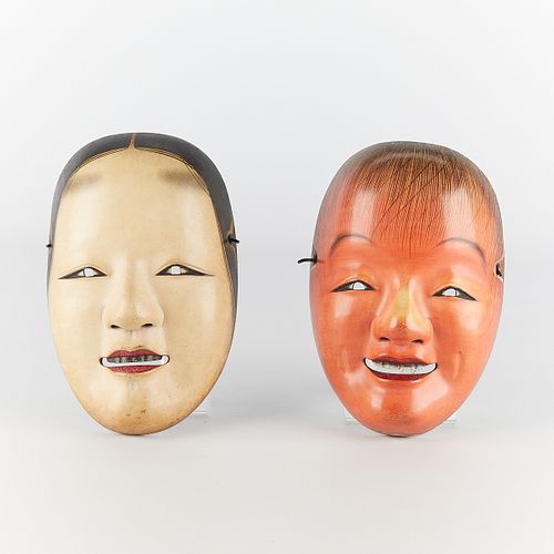 2 Bidou Yamaguchi Noh Masks - Shojo and Ko-omote
