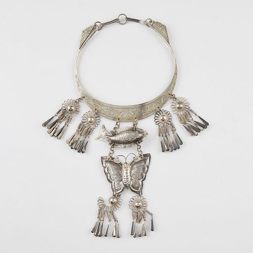 Hmong Silver Butterfly & Fish Necklace