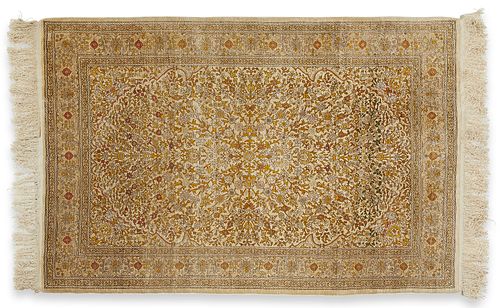 Finely Knotted Persian Silk Rug 4' x 6'