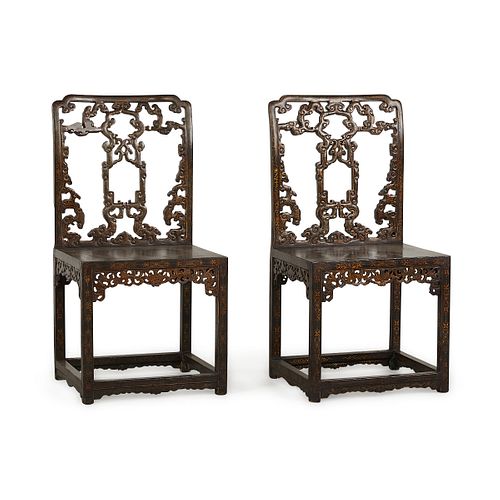 Pair of Qing Imperial Chinese Lacquered Chairs