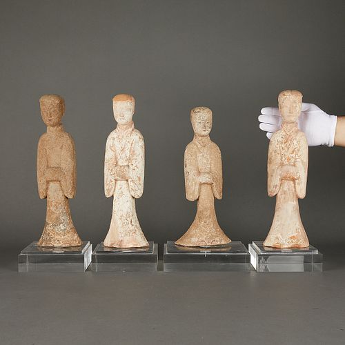 4 Chinese Han Dynasty Funerary Pottery Figures