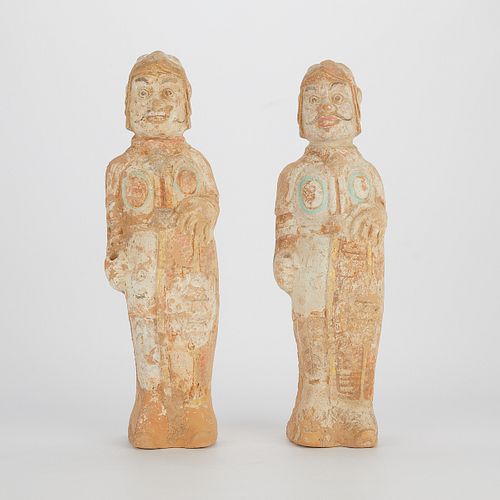 Pr of Chinese N. Qi Mingqi Funerary Pottery Guards