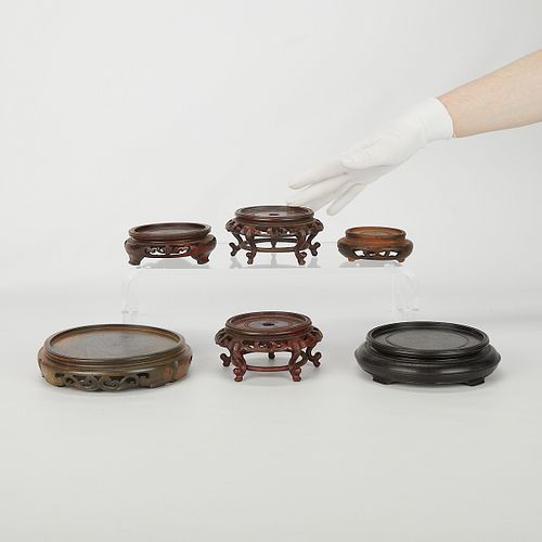 6 Asian Wooden Display Stands