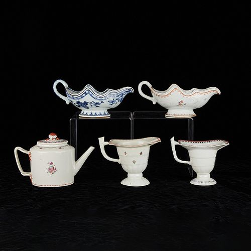 5 Chinese Export 17th-18th c. Porcelain Vessels
