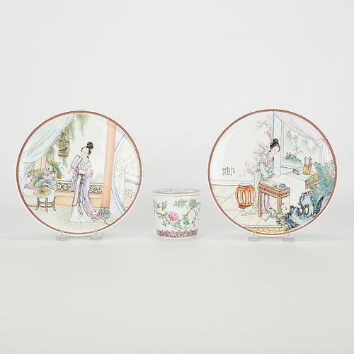 Group of 3 Chinese 20th c. Porcelain Objects