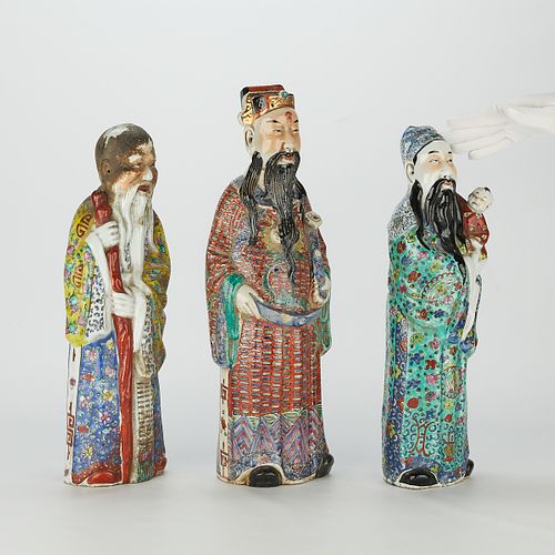 3 Chinese PRC Famille Rose Porcelain Immortals