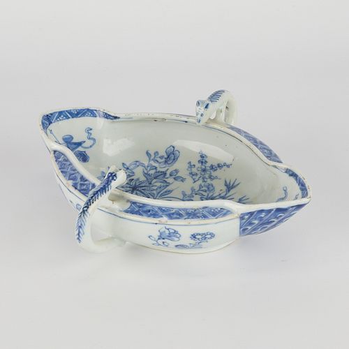 Chinese Export Porcelain Double-Handled Gravy Boat