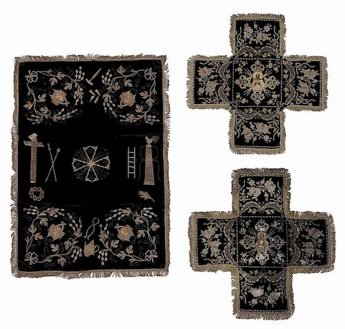 Three Russian Religious Embroidered