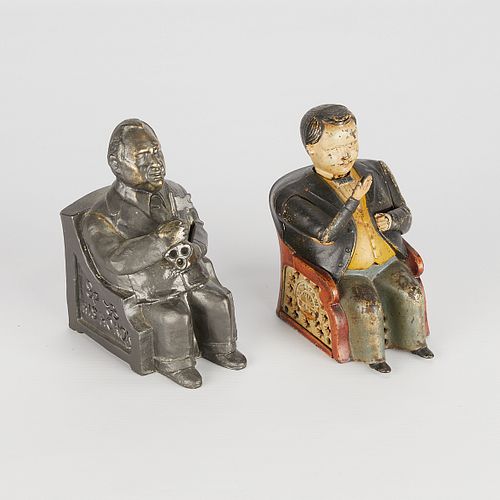 Group of 2 Mechanical Coin Banks of Seated Figures