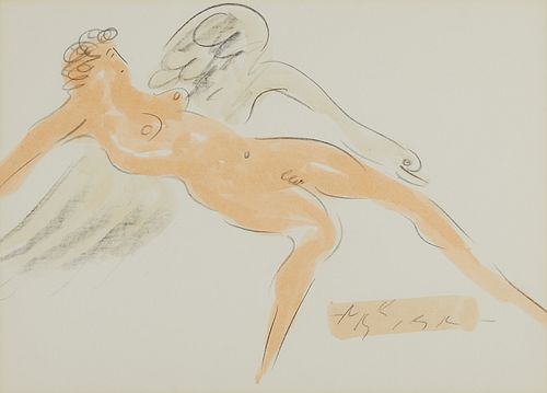 Reuben Nakian Nude Watercolor & Charcoal