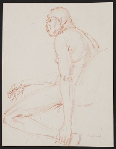 Paul Cadmus Nude Figure Crayon on Paper