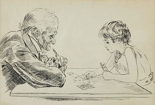 Ink Drawing of Card Players