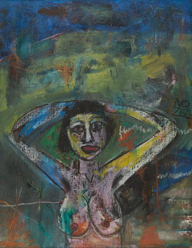 Norris Embry "Naked Woman" Mixed Media Painting