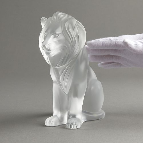 Lalique French "Bamara" Satin Crystal Glass Lion