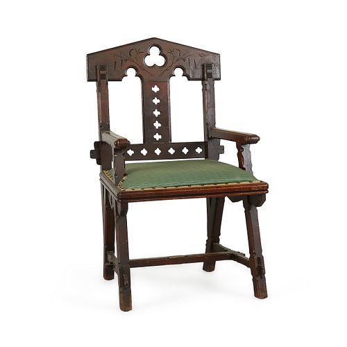 Aesthetic Movement Gothic Walnut Chair ca. 1875