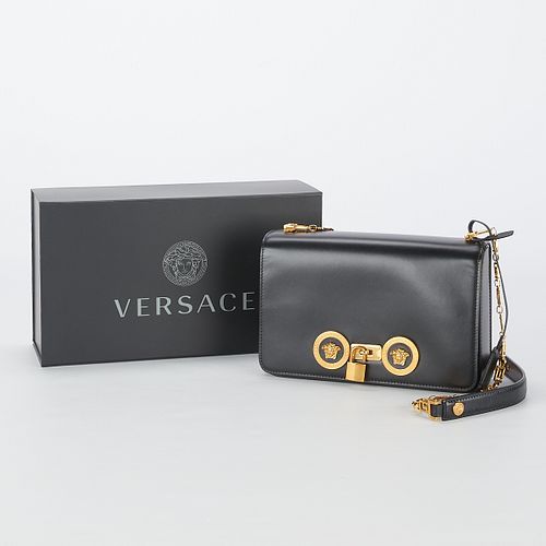 Versace Black Leather Medusa Borsa Vitello Purse