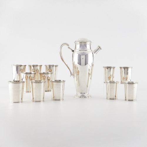 Sterling Silver Cocktail Shaker w/ 12 Cups