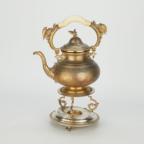 French Harleux Silver Tea Pot w/ Gilding