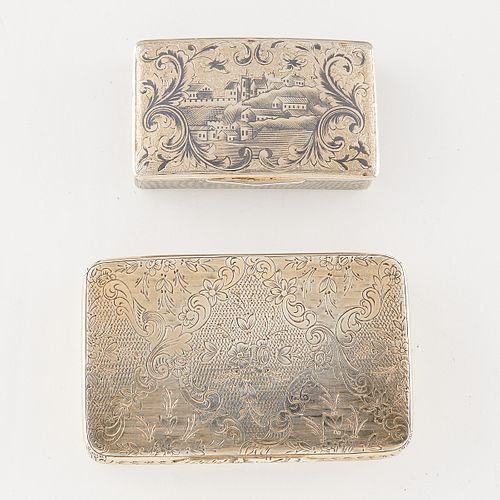2 Small Engraved Silver Boxes