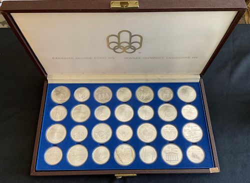 1976 Canada Montreal  Olympic $5 and $10 28 Silver Coin Set Original Box