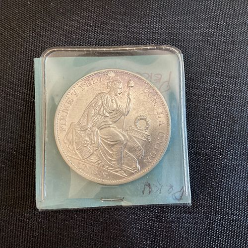 Peru 1 Sol Silver Coin 1893 