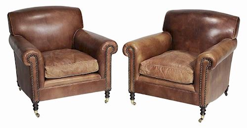 Pair George Smith Leather and Brass-