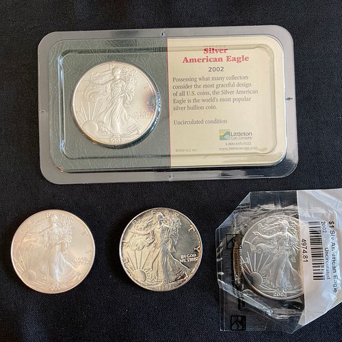 Group of 4 American Eagle 0.999 Silver Coins 