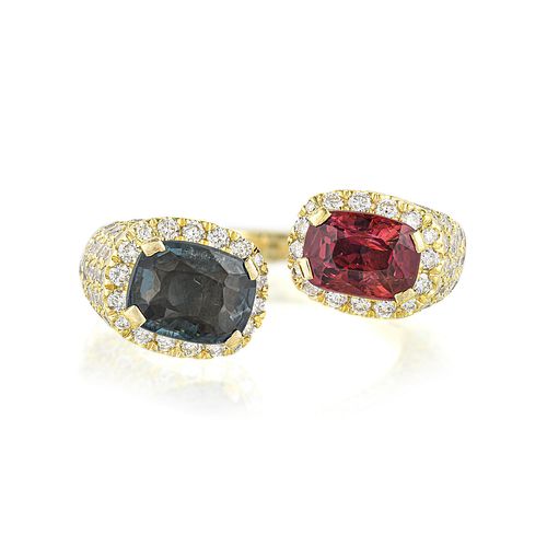 Spinel and Diamond Gold Ring