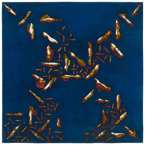 Jay McCafferty (1948-2021), Abstract, Solar burn and acrylic on layered paper, Image/Sheet: 23" H x 23" W