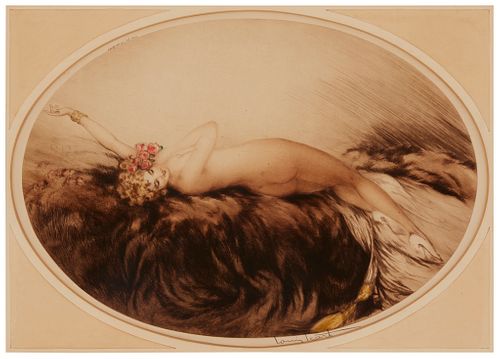 Louis Icart (1888-1950), "Venus," 1928, Etching, drypoint, and aquatint in colors on paper, Image: 13.375" H x 18.875" W