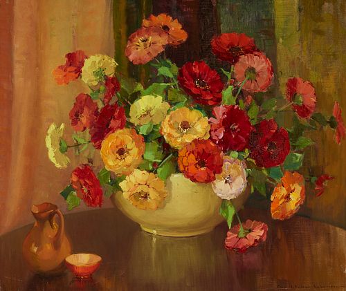 Nell Walker Warner (1891-1970), Still life with flowers, Oil on canvas, 25.25" H x 30" W
